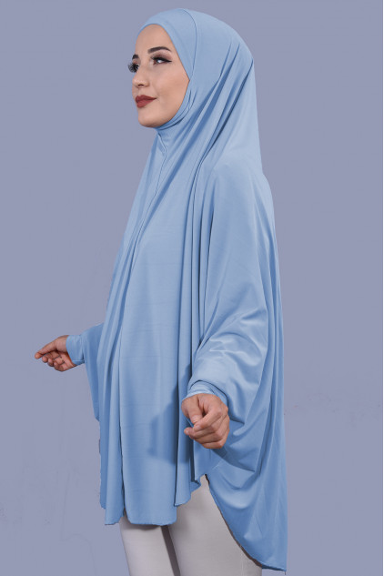 5XL Peçeli Hijab Bebe Mavisi