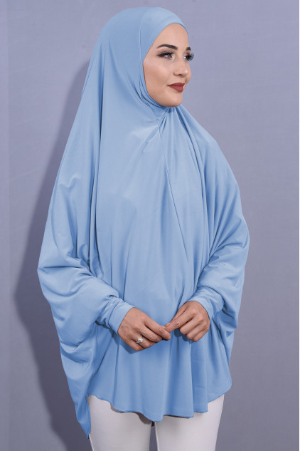 5XL Peçeli Hijab Bebe Mavisi