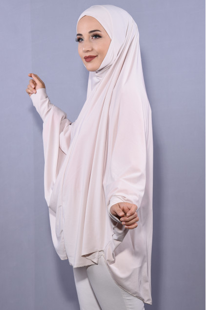 5XL Peçeli Hijab Bej
