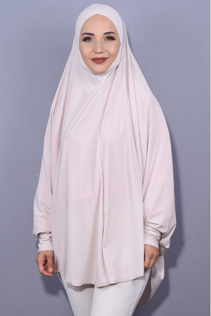 5XL Peçeli Hijab Bej