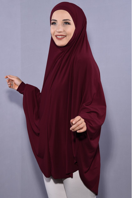 5XL Peçeli Hijab Bordo