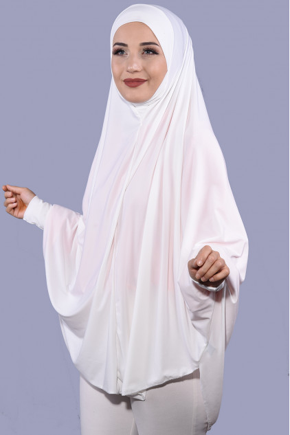 5XL Peçeli Hijab Ekru