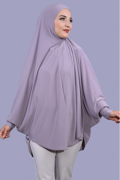 5XL Peçeli Hijab Gri