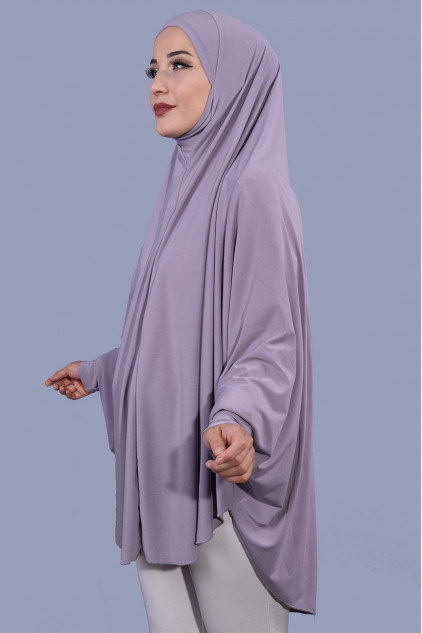 5XL Peçeli Hijab Gri