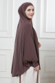 Standart Beden 5 XL Peçeli Hijab Kahverengi