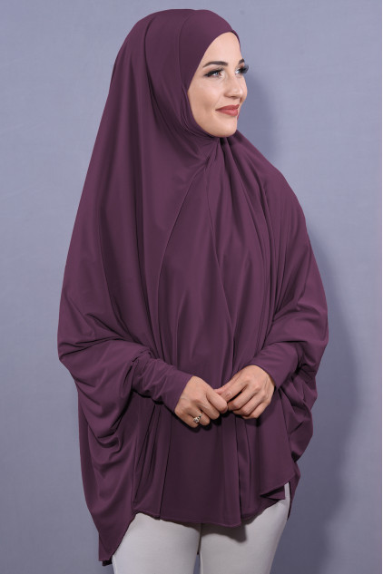 5XL Peçeli Hijab Koyu Gül Kurusu