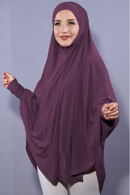 5XL Peçeli Hijab Koyu Gül Kurusu