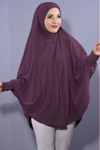5XL Peçeli Hijab Koyu Gül Kurusu