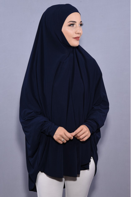 5XL Peçeli Hijab Lacivert