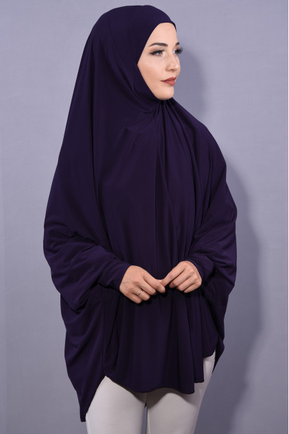 5XL Peçeli Hijab Mor