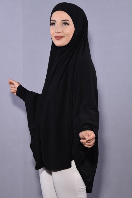 5XL Peçeli Hijab Siyah