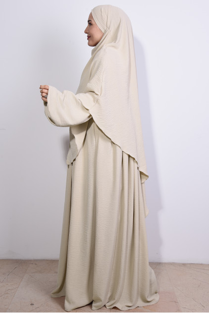 Aerobin Elbise ve Sufle 2'li Takım Krem