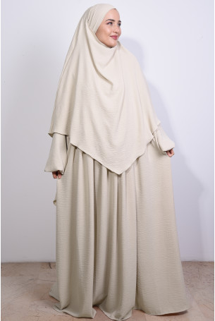 Aerobin Elbise ve Sufle 2'li Takım Krem