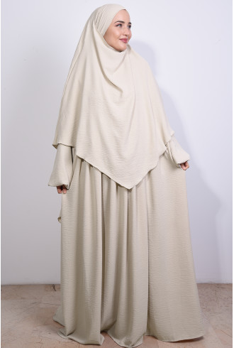 Aerobin Elbise ve Sufle 2'li Takım Krem