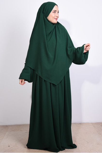 Aerobin Elbise ve Sufle Takım Zümrüt Yeşili