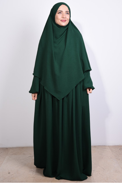 Aerobin Elbise ve Sufle Takım Zümrüt Yeşili