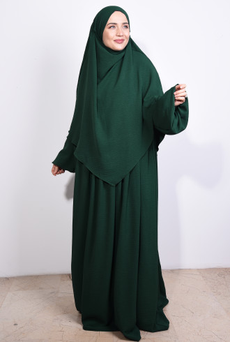 Aerobin Elbise ve Sufle Takım Zümrüt Yeşili