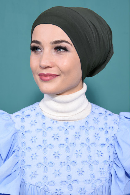 Pratik Boneli Hijab Haki Yeşili Pratik Boneli Hijab Haki Yeşili