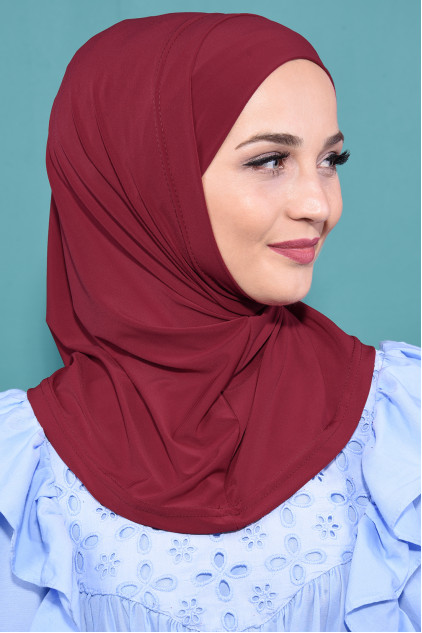 Pratik Boneli Hijab Kırmızı