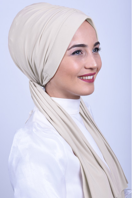 Büzgülü Bağlamalı Bone Bej Büzgülü Bağlamalı Bone Bej