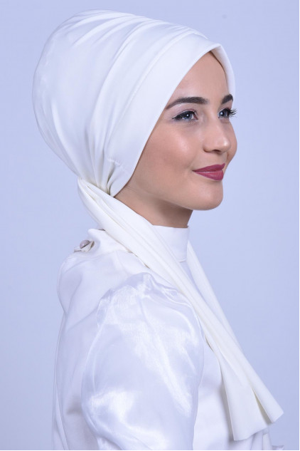 Büzgülü Bağlamalı Bone Ekru Büzgülü Bağlamalı Bone Ekru