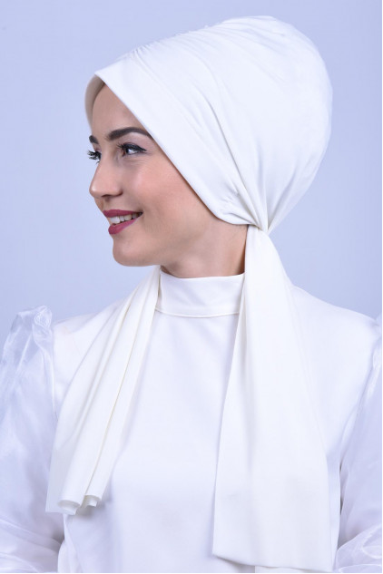 Büzgülü Bağlamalı Bone Ekru Büzgülü Bağlamalı Bone Ekru