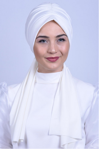 Büzgülü Bağlamalı Bone Ekru Büzgülü Bağlamalı Bone Ekru