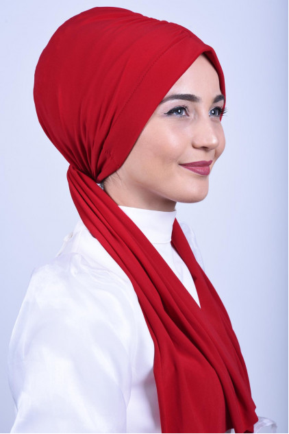 Büzgülü Bağlamalı Bone Kırmızı Büzgülü Bağlamalı Bone Kırmızı