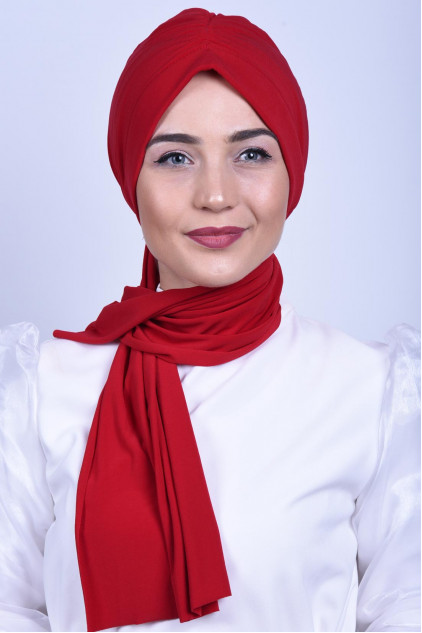 Büzgülü Bağlamalı Bone Kırmızı Büzgülü Bağlamalı Bone Kırmızı