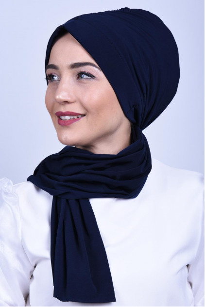Büzgülü Bağlamlı Bone Lacivert Büzgülü Bağlamlı Bone Lacivert
