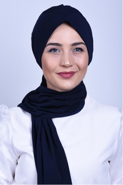 Büzgülü Bağlamlı Bone Lacivert Büzgülü Bağlamlı Bone Lacivert