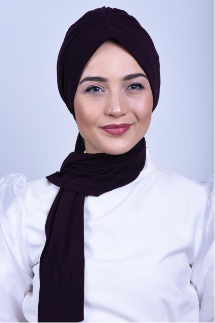 Büzgülü Bağlamalı Bone Mor Büzgülü Bağlamalı Bone Mor