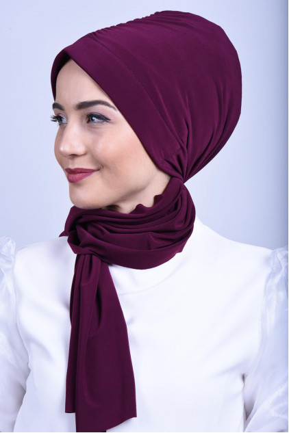 Büzgülü Bağlamalı Bone Mürdüm Büzgülü Bağlamalı Bone Mürdüm