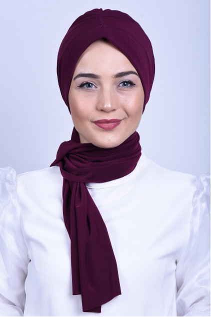 Büzgülü Bağlamalı Bone Mürdüm Büzgülü Bağlamalı Bone Mürdüm