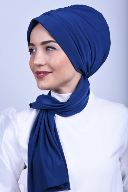 Büzgülü Bağlamalı Bone Saks Mavisi Büzgülü Bağlamalı Bone Saks Mavisi