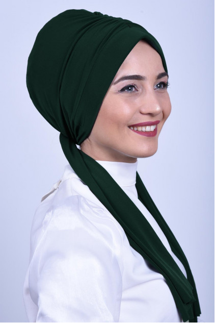 Büzgülü Bağlamalı Bone Zümrüt Yeşili Büzgülü Bağlamalı Bone Zümrüt Yeşili