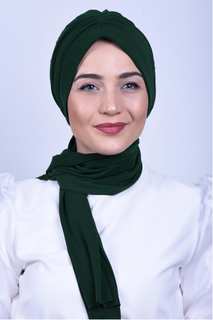 Büzgülü Bağlamalı Bone Zümrüt Yeşili Büzgülü Bağlamalı Bone Zümrüt Yeşili