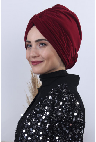 Çift Yönlü Güllü Düğüm Bone Bordo Çift Yönlü Güllü Düğüm Bone Bordo