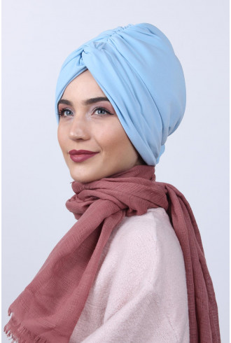 Çift Yönlü Güllü Düğüm Bone Bebe Mavisi Çift Yönlü Güllü Düğüm Bone Bebe Mavisi