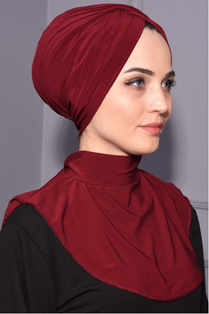 Çıtçıtlı Tesettür Boyunluk Bordo