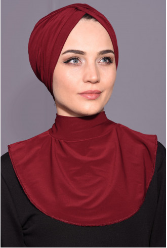 Çıtçıtlı Tesettür Boyunluk Bordo