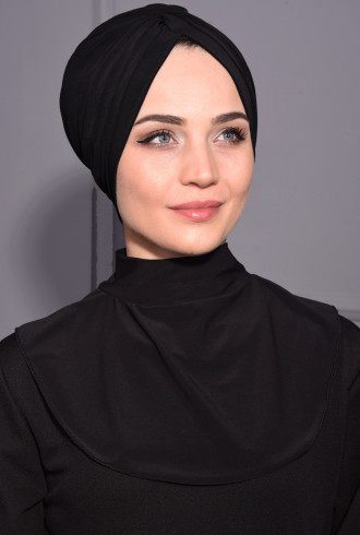 Çıtçıtlı Tesettür Boyunluk Siyah Çıtçıtlı Tesettür Boyunluk Siyah