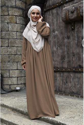 Pileli Fermuarlı Elbise / Ferace Vizon