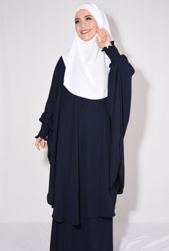 Sufle Şal Etek Tunik Takım Lacivert Sufle Şal Etek Tunik Takım Lacivert
