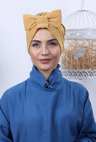 Fiyonklu Çift Taraflı Bone Hardal Sarısı Fiyonklu Çift Taraflı Bone Hardal Sarısı