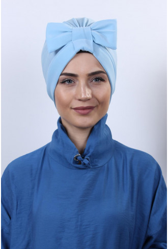 Fiyonklu Çift Taraflı Bone Bebe Mavisi Fiyonklu Çift Taraflı Bone Bebe Mavisi