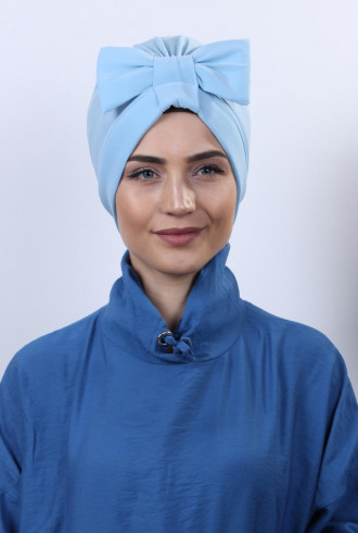 Fiyonklu Çift Taraflı Bone Bebe Mavisi Fiyonklu Çift Taraflı Bone Bebe Mavisi
