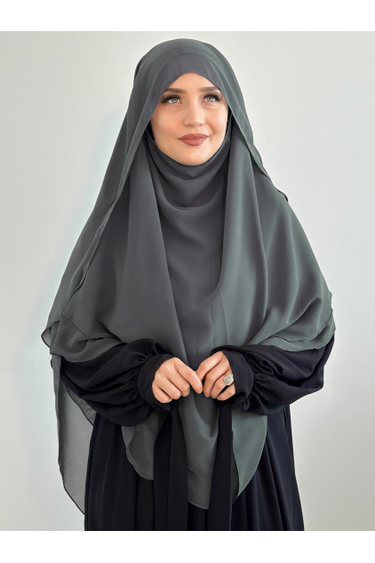Sufle Khimar Gölgelikli Peçeli şal Füme