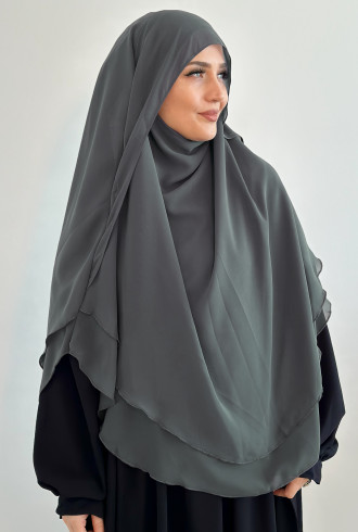 Sufle Khimar Gölgelikli Peçeli şal Füme