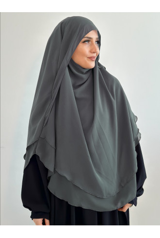 Sufle Khimar Gölgelikli Peçeli şal Füme